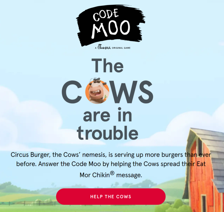 Last Week for the Code Moo Game at Chick Fil A…Get a Free Chicken