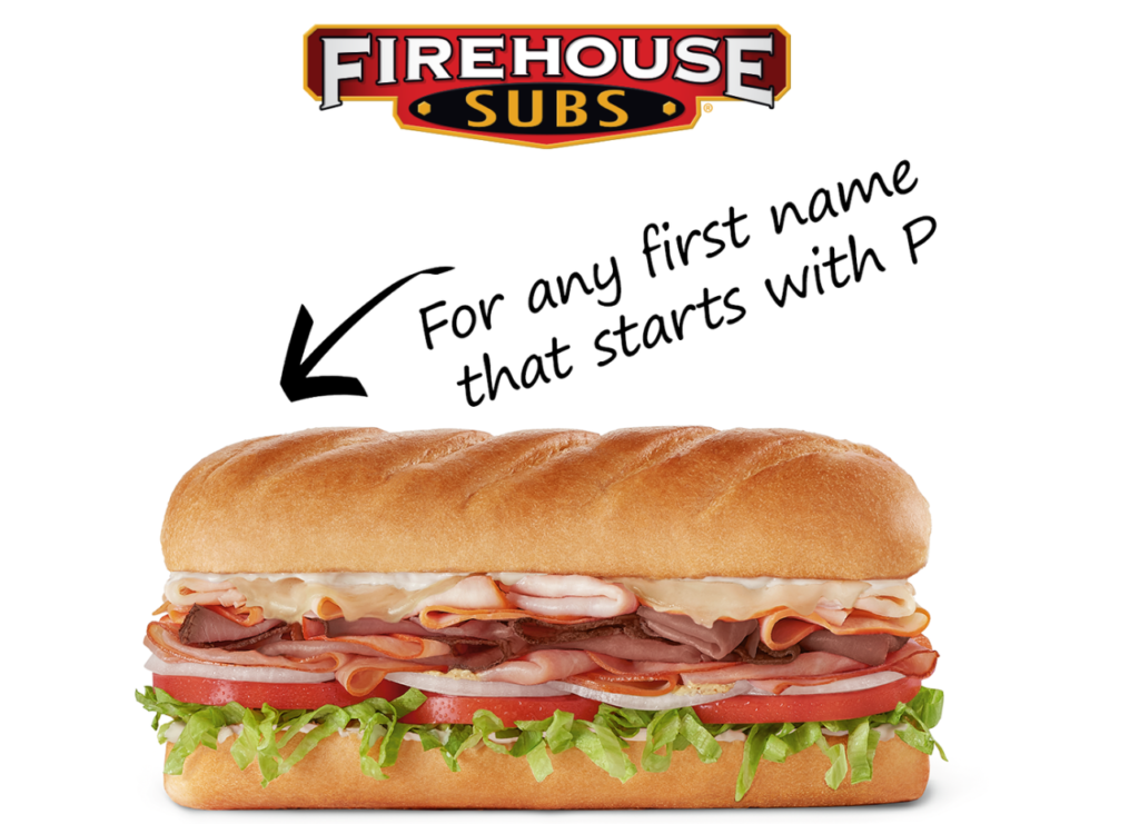 LAST DAY of the Firehouse Subs Name of the Day Promotion! Today (6/23