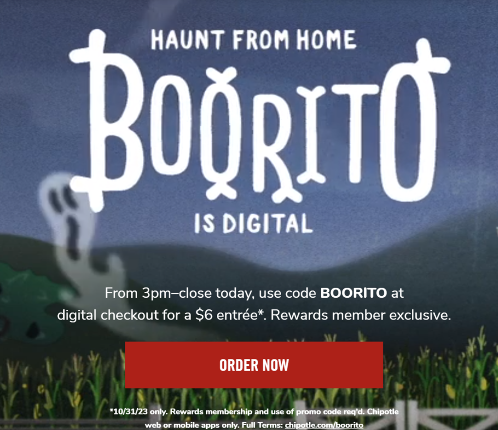 Happy Halloween! The Boo-Rito is Digital This Year…Get a $6 Entree from ...